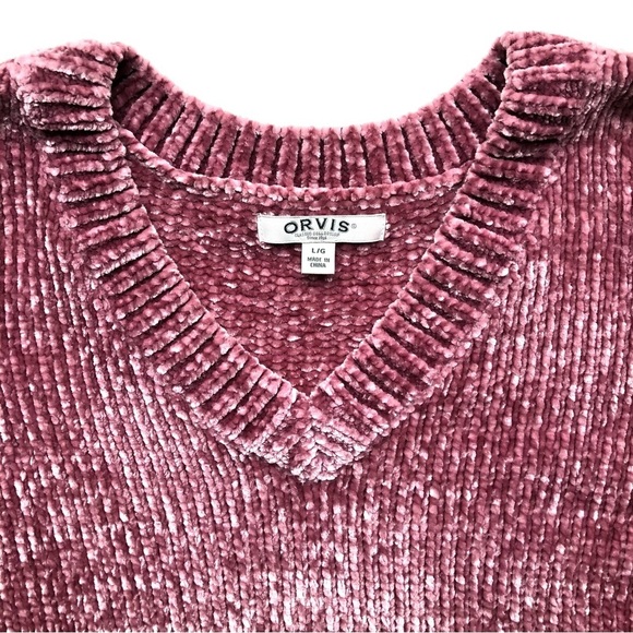 Orvis Chenille Long Chunky Knit Sweater Rose Pink - Picture 7 of 14